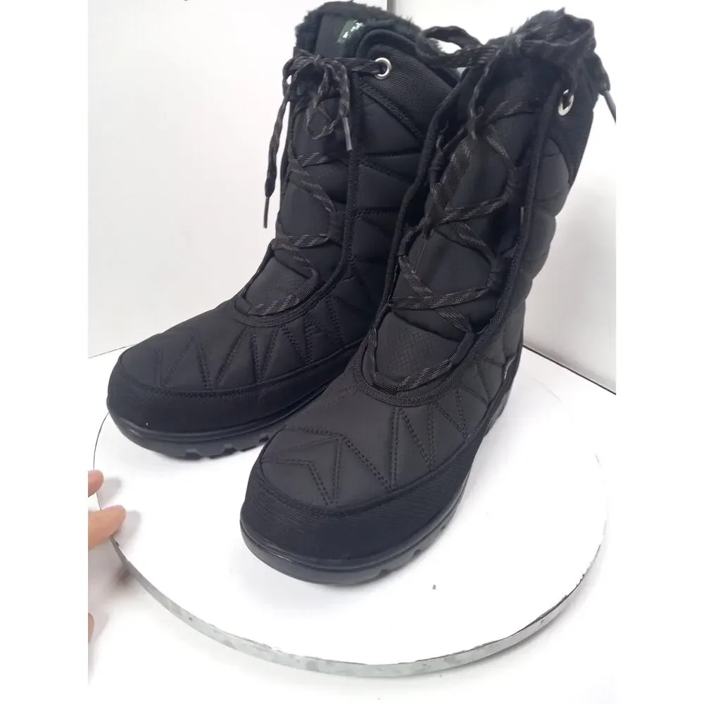Kamik Hannah BLACK Pull On Waterproof Mid-Calf Snow Boots Womens Sz 10